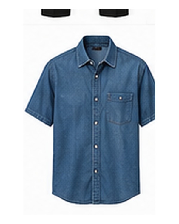 Blue Short Sleeve Denim Shirt