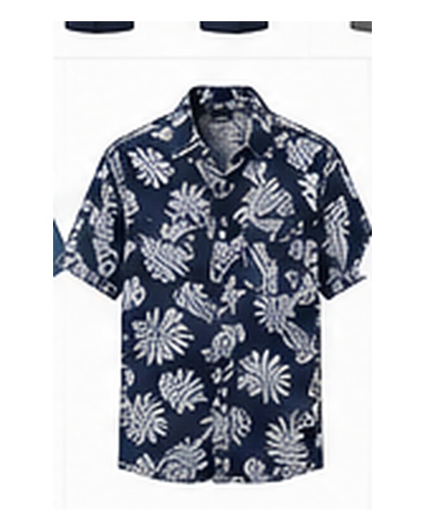 Navy Tropical Print Shirt