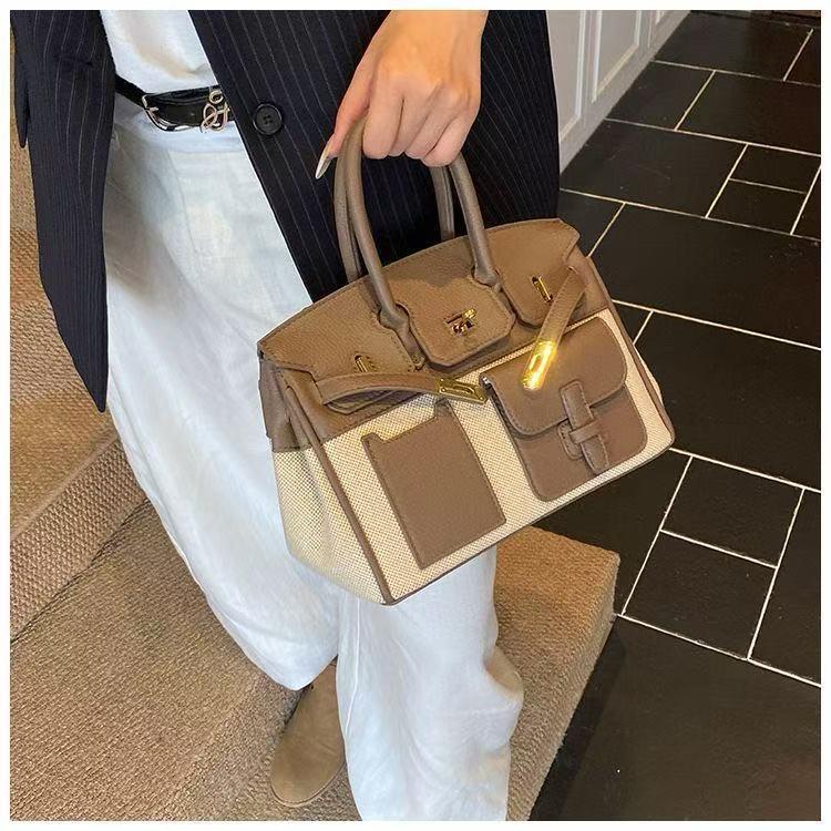 Taupe Structured Tote Handbag